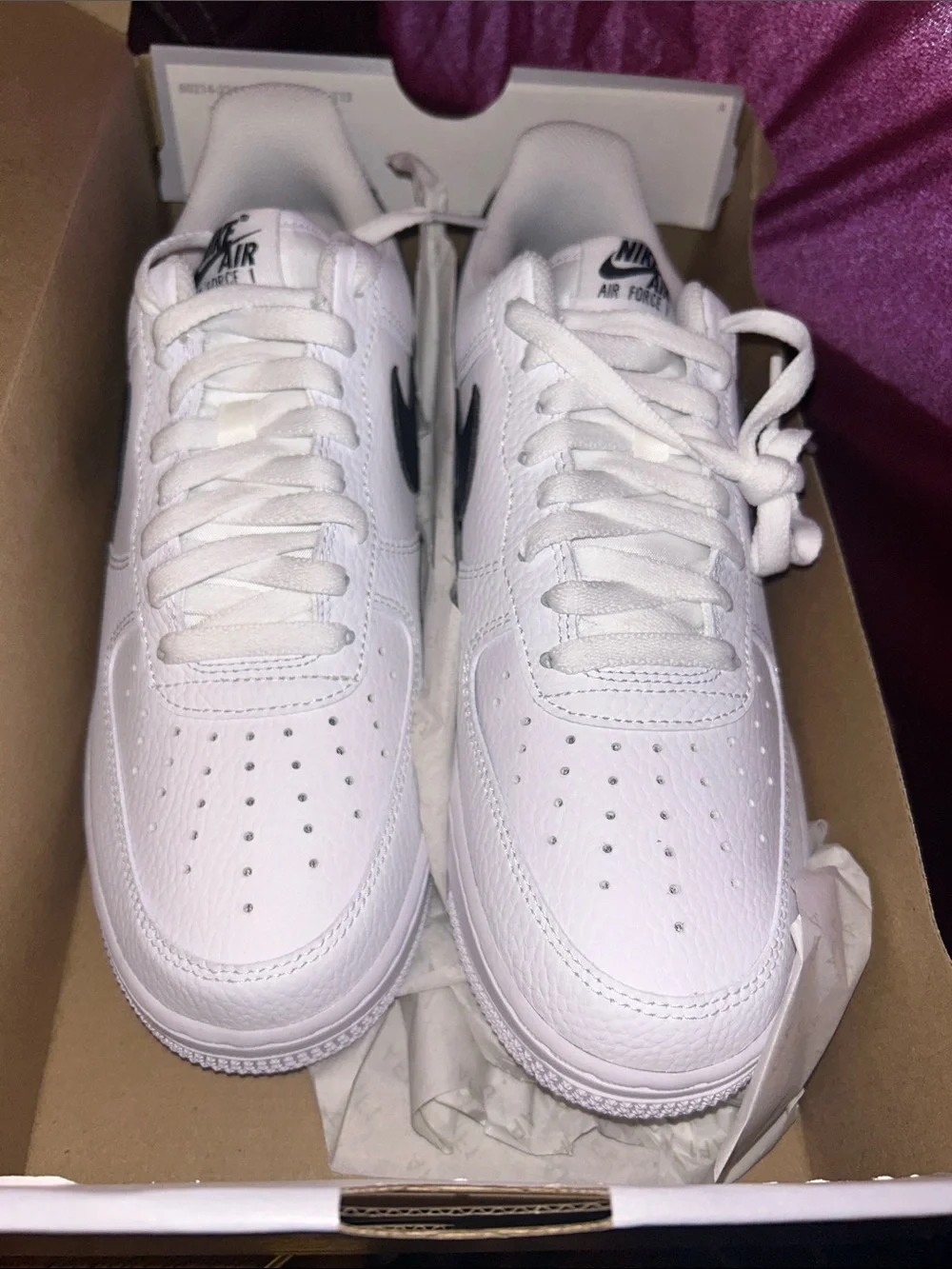 Nike White Leather Low-Top Sneakers with Black Swoosh